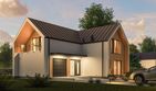 Projekt domu D444 wersja drewniana - parterowy z poddaszem dom o powierzchni 160,11 m², dach dwuspadowy - ujęcie 4