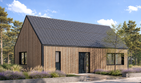 Projekt domu K-302 - parterowy dom o powierzchni 67,55 m², dach dwuspadowy - ujęcie frontu