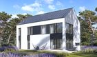 Projekt domu B-470 - z pełnym piętrem dom o powierzchni 70,38 m², dach dwuspadowy - ujęcie frontu