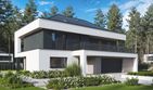Projekt domu Wyszukany D64 wariant IV - z pełnym piętrem dom o powierzchni 215,17 m², dach kopertowy, koszt budowy 618 000 zł - ujęcie frontu