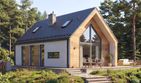 Projekt domu Karo - parterowy dom o powierzchni 64,40 m², dach dwuspadowy - ujęcie frontu