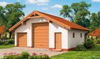 Projekt garażu G1B szkielet drewniany garaż dwustanowiskowy - parterowy dom o powierzchni 55,70 m², dach dwuspadowy - ujęcie frontu