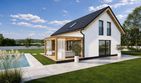 Projekt domu D2-85 - parterowy z poddaszem dom o powierzchni 84,50 m², dach dwuspadowy - ujęcie 2