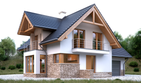 Projekt domu LK&1130 - parterowy z poddaszem dom o powierzchni 134,95 m², dach dwuspadowy, koszt budowy 362 000 zł - ujęcie frontu