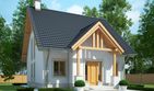 Projekt domu LK&1119 - parterowy z poddaszem dom o powierzchni 116,89 m², dach dwuspadowy, koszt budowy 326 000 zł - ujęcie frontu