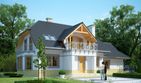 Projekt domu LK&1107 - parterowy z poddaszem dom o powierzchni 158,53 m², dach naczółkowy, koszt budowy 468 000 zł - ujęcie frontu