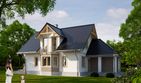 Projekt domu LK&1062 - parterowy z poddaszem dom o powierzchni 107,10 m², dach dwuspadowy, koszt budowy 334 000 zł - ujęcie frontu