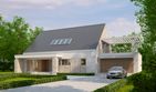 Projekt domu LK&1044 - parterowy z poddaszem dom o powierzchni 212,79 m², dach dwuspadowy, koszt budowy 652 000 zł - ujęcie frontu
