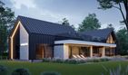 Projekt domu LK&1749 - parterowy z poddaszem dom o powierzchni 181,15 m², dach dwuspadowy, koszt budowy 683 000 zł - ujęcie frontu