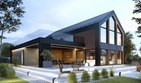 Projekt domu LK&1712 - parterowy z poddaszem dom o powierzchni 185,34 m², dach dwuspadowy, koszt budowy 556 000 zł - ujęcie frontu