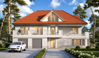 Projekt domu LK&1594 - z pełnym piętrem dom o powierzchni 260,64 m², dach wielospadowy, koszt budowy 775 000 zł - ujęcie frontu