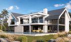 Projekt domu LK&1568 - parterowy z poddaszem dom o powierzchni 338,99 m², dach dwuspadowy, koszt budowy 1 082 000 zł - ujęcie frontu