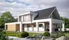 Projekt domu LK&1553 - parterowy z poddaszem dom o powierzchni 230,30 m², dach dwuspadowy, koszt budowy 687 000 zł - ujęcie frontu