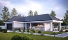 Projekt domu LK&1548 - parterowy dom o powierzchni 197,64 m², dach wielospadowy, koszt budowy 653 000 zł - ujęcie frontu