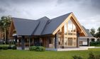 Projekt domu LK&1546 - parterowy z poddaszem dom o powierzchni 295,23 m², dach wielospadowy, koszt budowy 919 000 zł - ujęcie frontu