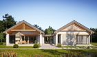 Projekt domu LK&1489 - parterowy dom o powierzchni 270,58 m², dach dwuspadowy, koszt budowy 803 000 zł - ujęcie frontu