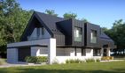 Projekt domu LK&1437 - parterowy z poddaszem dom o powierzchni 163,38 m², dach dwuspadowy, koszt budowy 504 000 zł - ujęcie frontu