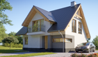 Projekt domu LK&1390 - parterowy z poddaszem dom o powierzchni 129,15 m², dach dwuspadowy, koszt budowy 365 000 zł - ujęcie frontu