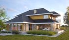 Projekt domu LK&1386 - z pełnym piętrem dom o powierzchni 282,97 m², dach kopertowy, koszt budowy 909 000 zł - ujęcie frontu