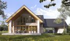 Projekt domu LK&1351 - parterowy z poddaszem dom o powierzchni 158,05 m², dach dwuspadowy, koszt budowy 473 000 zł - ujęcie frontu