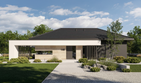 Projekt domu HomeKoncept 146 - parterowy dom o powierzchni 111,61 m², dach kopertowy, koszt budowy 350 000 zł - ujęcie frontu