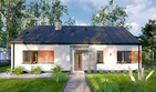Projekt domu Prosty 1B - parterowy dom o powierzchni 94,49 m², dach dwuspadowy, koszt budowy 251 000 zł - ujęcie frontu
