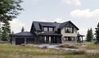 Projekt domu FarmHouse One plus - parterowy z poddaszem dom o powierzchni 216,16 m², dach dwuspadowy, koszt budowy 653 000 zł - ujęcie frontu