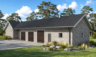 Projekt budynku gospodarczego Planujdom G02 - parterowy dom o powierzchni 239,78 m², dach wielospadowy, koszt budowy 491 549 zł - ujęcie frontu