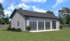 Projekt budynku gospodarczego Planujdom G03 ver1 - parterowy dom o powierzchni 96,46 m², dach dwuspadowy, koszt budowy 221 858 zł - ujęcie frontu