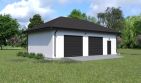 Projekt budynku gospodarczego Planujdom G49 - parterowy dom o powierzchni 71,54 m², dach kopertowy, koszt budowy 164 542 zł - ujęcie frontu