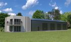 Projekt budynku gospodarczego Planujdom G61 - parterowy dom o powierzchni 429,87 m², dach dwuspadowy, koszt budowy 881 233 zł - ujęcie frontu