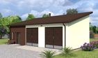 Projekt budynku gospodarczego Planujdom GŻ24 - parterowy dom o powierzchni 71,99 m², dach jednospadowy, koszt budowy 165 577 zł - ujęcie frontu