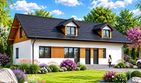Projekt domu Planujdom 016 - parterowy dom o powierzchni 60,05 m², dach dwuspadowy, koszt budowy 188 000 zł - ujęcie frontu