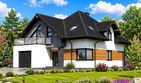 Projekt domu Planujdom 052 - parterowy z poddaszem dom o powierzchni 223,78 m², dach namiotowy, koszt budowy 611 000 zł - ujęcie frontu