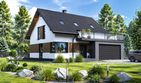 Projekt domu Planujdom 063 - parterowy z poddaszem dom o powierzchni 104,90 m², dach dwuspadowy, koszt budowy 315 000 zł - ujęcie frontu
