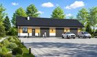 Projekt domu Planujdom 072 - parterowy dom o powierzchni 139,89 m², dach dwuspadowy, koszt budowy 396 000 zł - ujęcie frontu