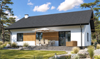 Projekt domu Planujdom 106 - parterowy dom o powierzchni 110,85 m², dach dwuspadowy, koszt budowy 316 000 zł - ujęcie frontu