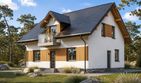 Projekt domu Planujdom 117 ver2 - parterowy z poddaszem dom o powierzchni 113,44 m², dach dwuspadowy, koszt budowy 276 000 zł - ujęcie frontu