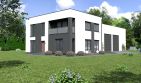 Projekt domu Planujdom 122 - z pełnym piętrem dom o powierzchni 146,74 m², dach płaski, koszt budowy 456 000 zł - ujęcie frontu
