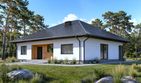 Projekt domu Planujdom 128 - parterowy dom o powierzchni 125,02 m², dach kopertowy, koszt budowy 356 000 zł - ujęcie frontu