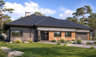 Projekt domu Planujdom 130 - parterowy dom o powierzchni 174,98 m², dach wielospadowy, koszt budowy 519 000 zł - ujęcie frontu