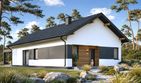 Projekt domu Planujdom 150 - parterowy dom o powierzchni 106,55 m², dach dwuspadowy, koszt budowy 307 000 zł - ujęcie frontu