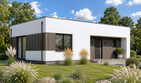Projekt domu Planujdom 199 - parterowy dom o powierzchni 70,92 m², dach płaski, koszt budowy 195 000 zł - ujęcie frontu