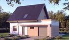 Projekt domu ST34 MD-02 - parterowy z poddaszem dom o powierzchni 100,40 m², dach dwuspadowy, koszt budowy 255 000 zł - ujęcie frontu