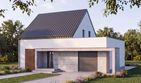 Projekt domu ST34 MD-03 - parterowy z poddaszem dom o powierzchni 100,40 m², dach dwuspadowy, koszt budowy 255 000 zł - ujęcie frontu