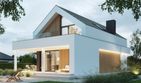 Projekt domu NewHouse 749 G1 - parterowy z poddaszem dom o powierzchni 99,93 m², dach dwuspadowy, koszt budowy 308 000 zł - ujęcie frontu