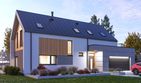 Projekt domu D461 - parterowy z poddaszem dom o powierzchni 139,09 m², dach dwuspadowy, koszt budowy 399 000 zł - ujęcie frontu