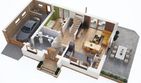 Projekt domu BW-36 wariant 18 z zad. tarasem - parterowy z poddaszem dom o powierzchni 99,60 m², dach dwuspadowy - ujęcie 5
