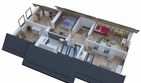 Projekt domu BW-36 wariant 18 z zad. tarasem - parterowy z poddaszem dom o powierzchni 99,60 m², dach dwuspadowy - ujęcie 6