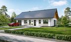 Projekt domu Tani w budowie 3 - parterowy dom o powierzchni 105,09 m², dach dwuspadowy, koszt budowy 319 000 zł - ujęcie frontu